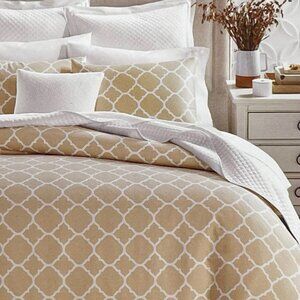 Charter Club Damask Designs Inverted Geo FULL / QUEEN Duvet & Shams Set Tan